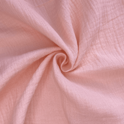Ткань Муслин Жатый, цвет Нежно-Розовый (на отрез)  в Можайске